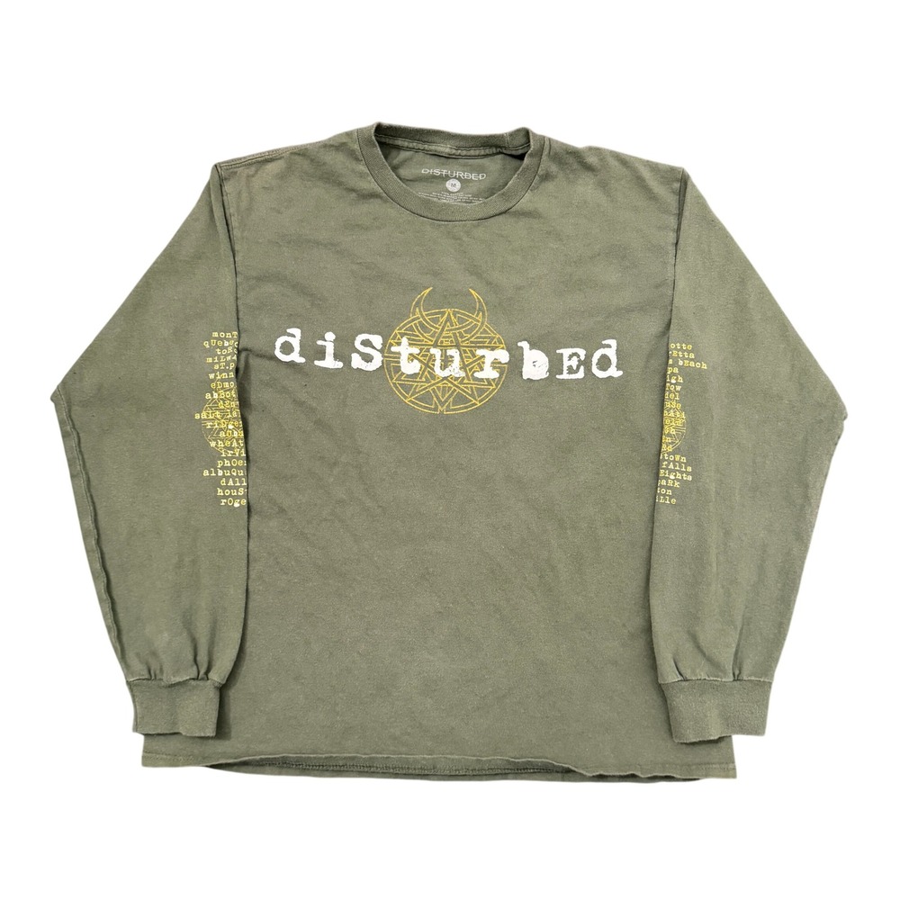 Disturbed Take Back Your Life Tour 2023 Long Sleeve Shirt Mens Medium Green